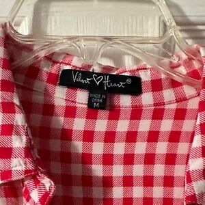 Velvet Heart Red and White Plaid Blouse